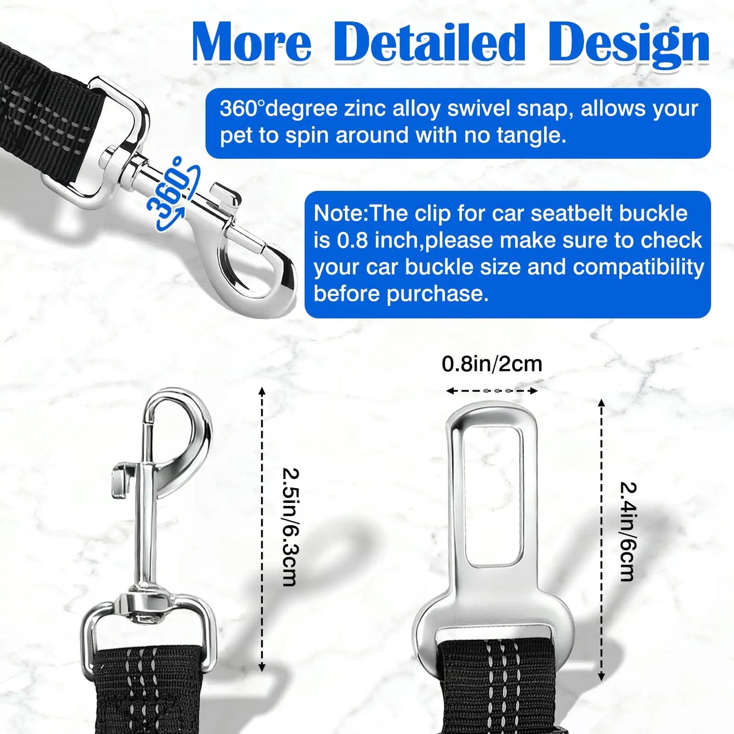 High Grade Dog Car Safety Belt Dog Safety Belt with Damping Belt and Reflective Line Adjustable Length Suitable Any Dog 1PCS