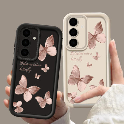 Gold Butterfly Soft TPU Case For Samsung Galaxy A57 A55 A17 A15 A56 A16 A35 A25 5G S26 S25 S24 S23 S22 Ultra S23 FE Phone Cover