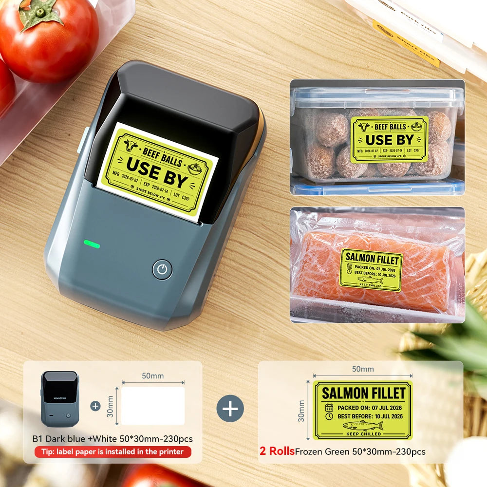 Niimbot B1 Wireless Thermal Label Printer Food Tag Barcode Price Small Business 20-50mm Print Width Label Machine for Home