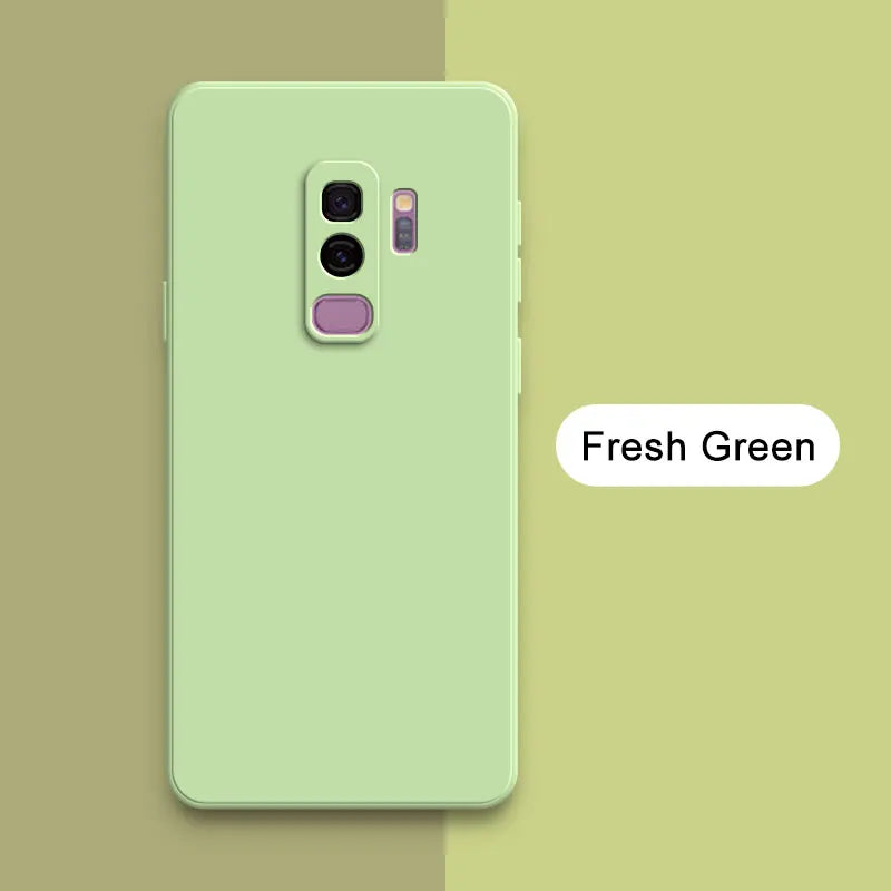 Square Liquid Silicone Back Cover for Samsung Galaxy S9 Plus Camera Protective Soft Shockproof Phone Case SamsungS9 S9Plus Funda