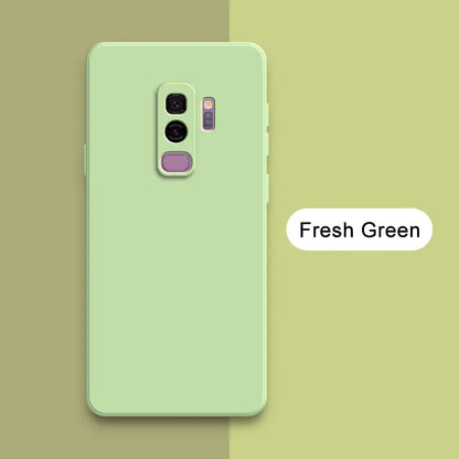 Square Liquid Silicone Back Cover for Samsung Galaxy S9 Plus Camera Protective Soft Shockproof Phone Case SamsungS9 S9Plus Funda