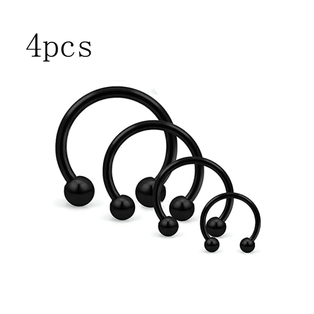 4Pcs/32Pcs 16G Septum Nose Rings – Stainless Steel Hoop Horseshoe Piercing Jewelry, Tragus Cartilage Earrings (6-12mm)
