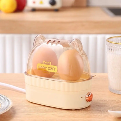 Cute Automatic Power Off Egg Boiler Machine Egg Poacher Food Steamer Egg Cooker Cat Shape Electric Boiled Egg Maker Home Kitchen