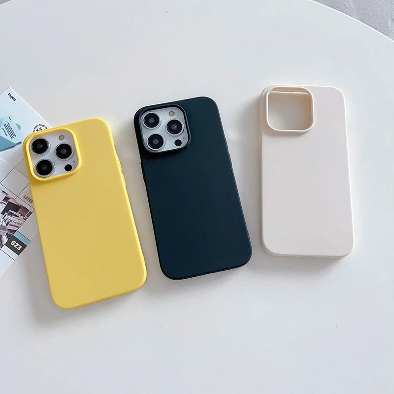 Luxury Candy Color Silicone Soft Case For iPhone 16 15 14 13 12 11 Pro Max Plus Mini Matte Frosted Cover Ultra Thin Shell Coque