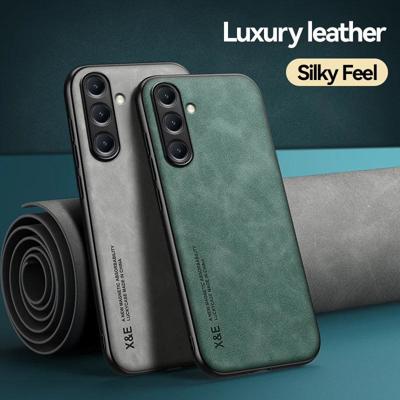 For Samsung Galaxy A56 A36 A26 A16 5G Case Soft Silicone Car Holder Magnetic Leather Phone Cover for Galaxy A06 A 56 36 16 Funda