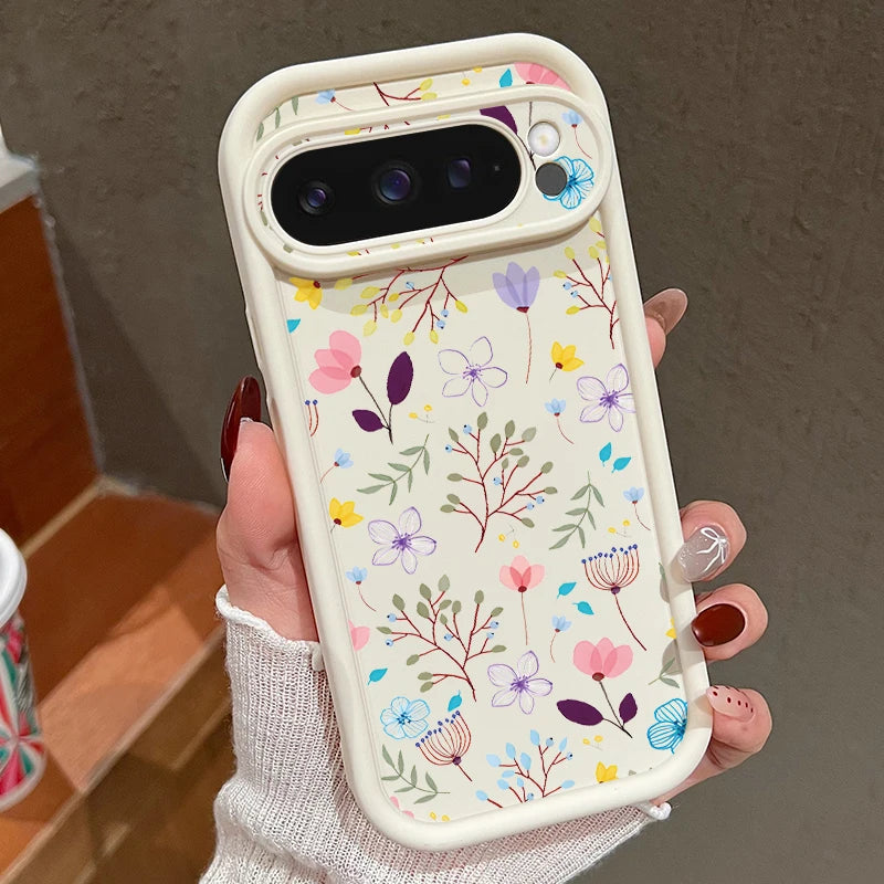 Flowers Printing Case For Google Pixel 10 8 7 Pro 10 9 Pro XL 9A 8A 7A Shockproof Soft TPU Silicone Phone Cover For Pixel 8 Pro
