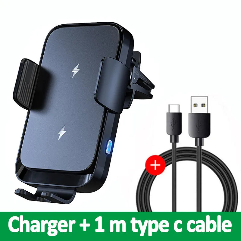 Wireless Car Charger Dual Coil Car Phone Holder Stand for Samsung Galaxy Z Flip 5 4 3 S22 S21 iPhone 14 13 Fast Charging Station