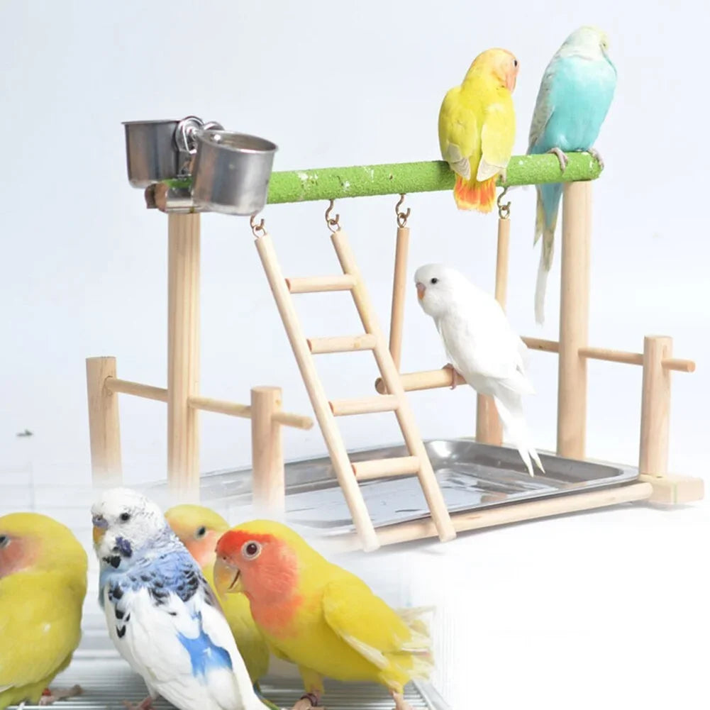 1Pc Pet Bird Toy Activity Center Birdcage Stands with Bird Perch Ladder Hammock Feeder Playground for Cockatiel Parrot