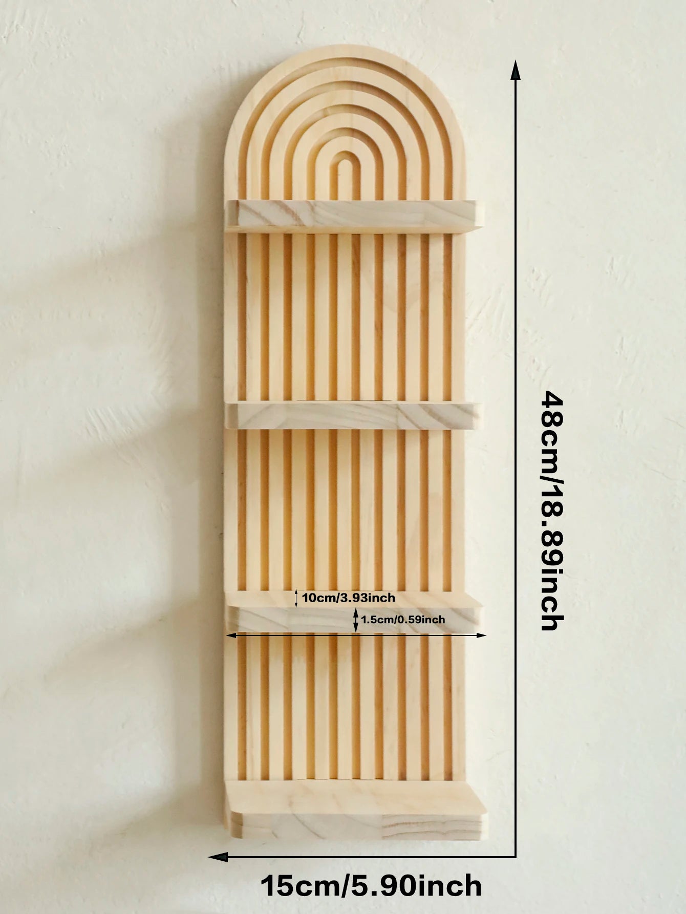 1Pc Boho Style Wooden Wall Shelves - Geometric Wall Mounted Shelves, Natural Wood Finish, Modern Home Decor, Plant Decorative