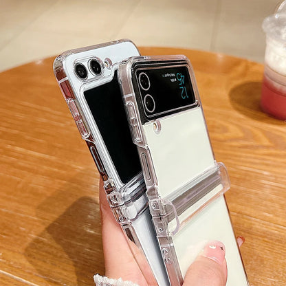 Clear Phone Case For Samsung Galaxy Z Flip 7 FE 6 5 4 Shockproof Folding Transparent Hard Cover For Samsung Z Flip5 Flip4 Flip3