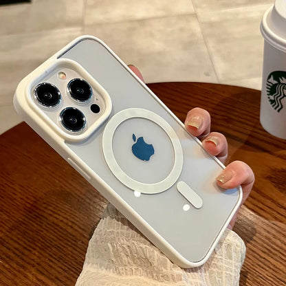 Luxury For Magsafe Transparent Case For iPhone 17 16 15 14 13 12 11 Pro Max Plus Air Magnetic Wireless Charge Cases Clear Cover