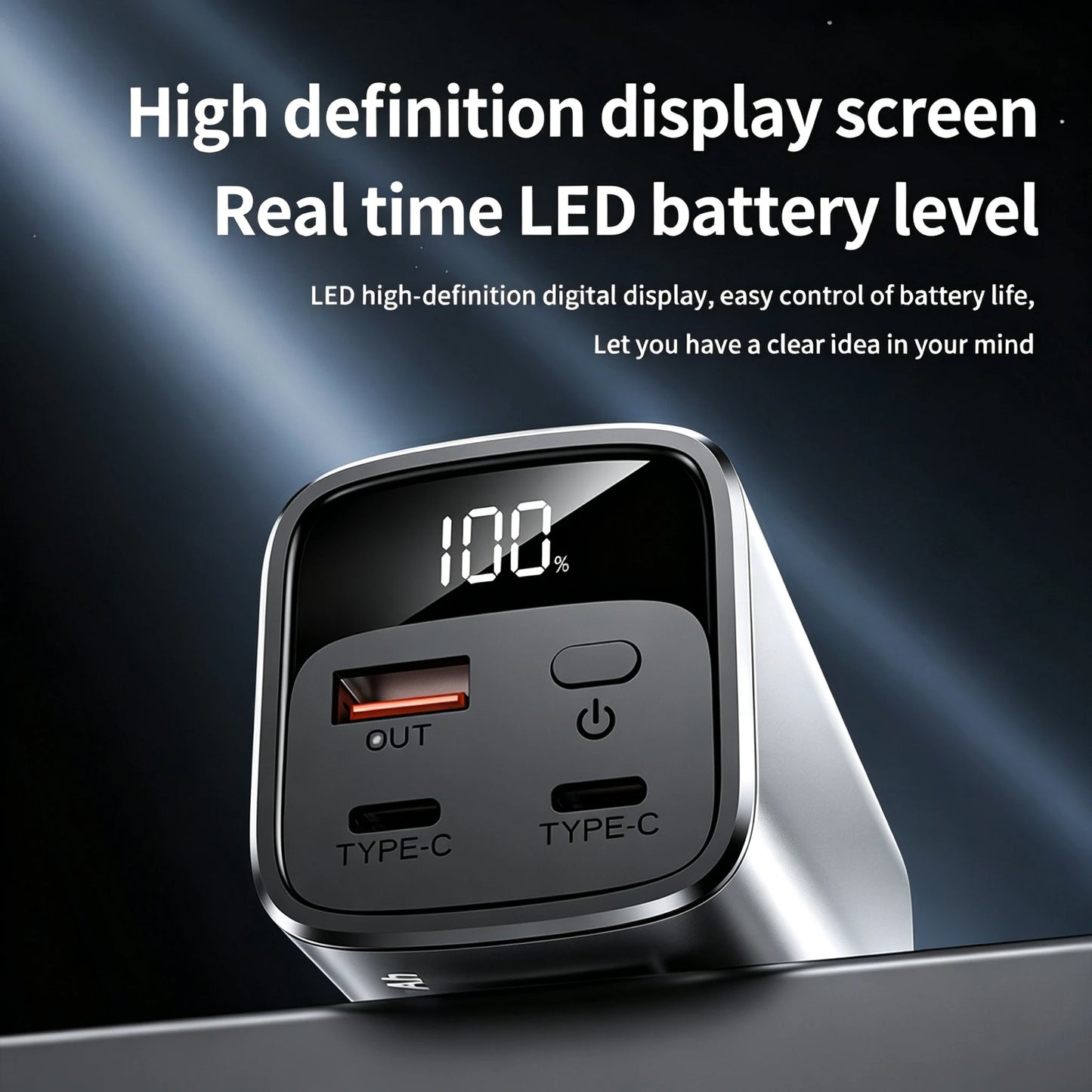 22.5W PD QC Fast Charge Aluminum DIY Power Bank Case Digital LED Display 4x21700 Battery Portable Charger DIY Module No Battery