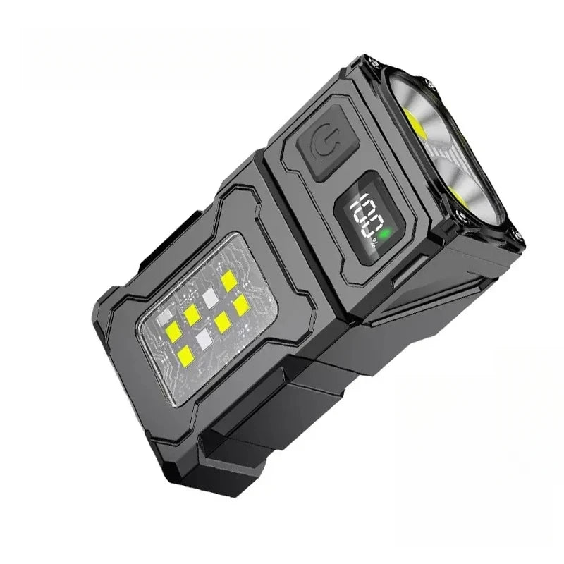 MINI USB Rechargeable LED Flashlight Portable Tail Magnet Work Light Super Bright Camping Lantern Side COB Emergency Torch Light