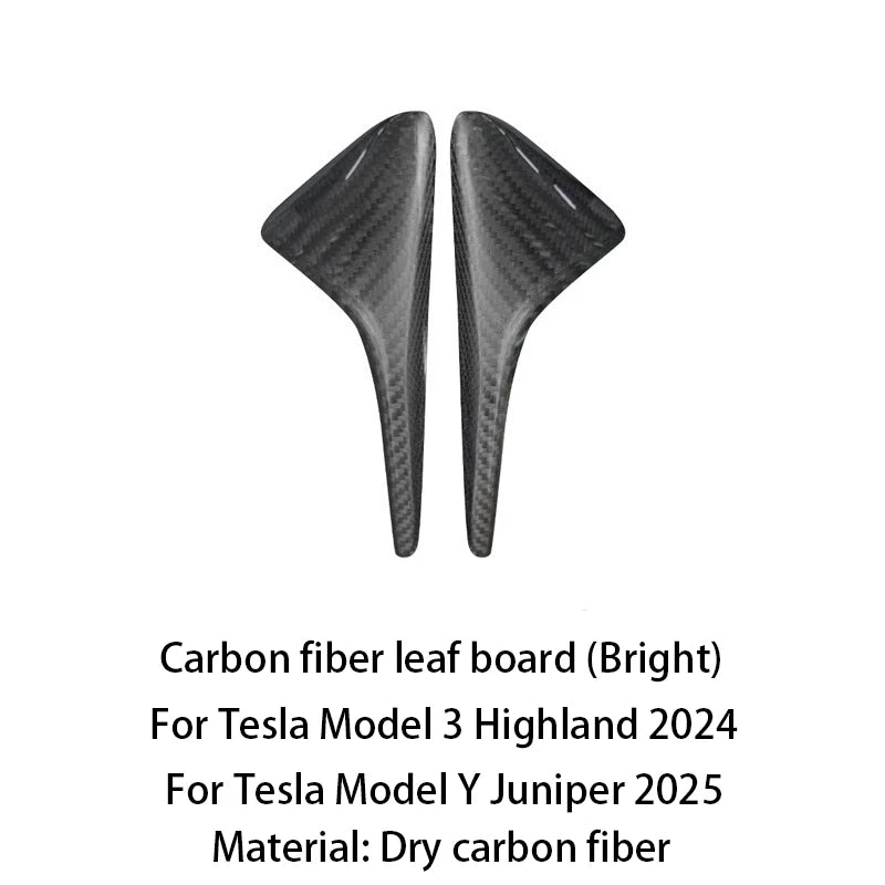 ABS Carbon Pattern Side Camera Cover For Tesla Model 3 Highland 2024 Model Y Juniper 2026 ABS Leaf Board Sticker Accessories