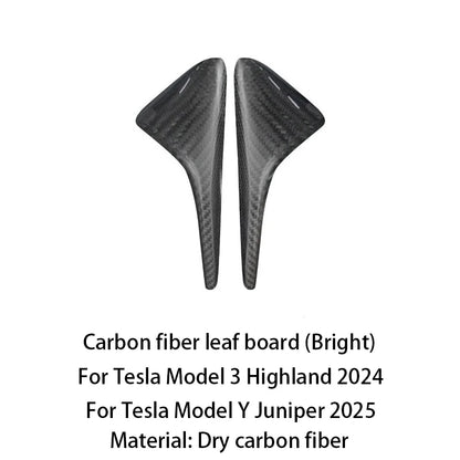 ABS Carbon Pattern Side Camera Cover For Tesla Model 3 Highland 2024 Model Y Juniper 2026 ABS Leaf Board Sticker Accessories