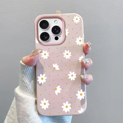 Phone Case For IPhone 17 Air 16E 11 12 14 13 15 16 17 Pro Max IPhone17 Cute Flowers Floral Love Heart Silicone Leather PU Cover
