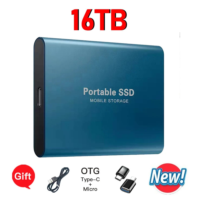 16TB Mass Storage Portable SSD 1TB 2TB 4TB 8TB USB3.2 External Hard Drive High Speed Solid Disk for All Devices