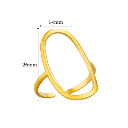 316L Stainless Steel Geometric Open Ring – Gold Color Waterproof Wedding Band