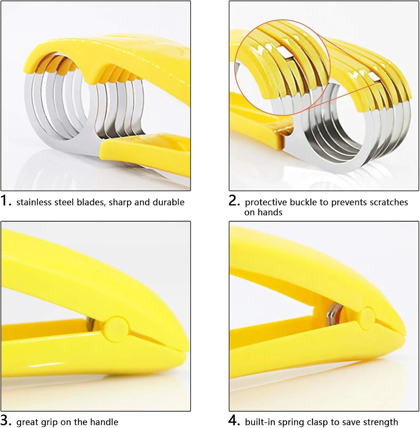 Banana Slicer, ABS + 304 Stainless Steel Fruit Salad Peeler Cutter Kitchen Tools For Banana, Hotdog, Strawberry, Cucumber