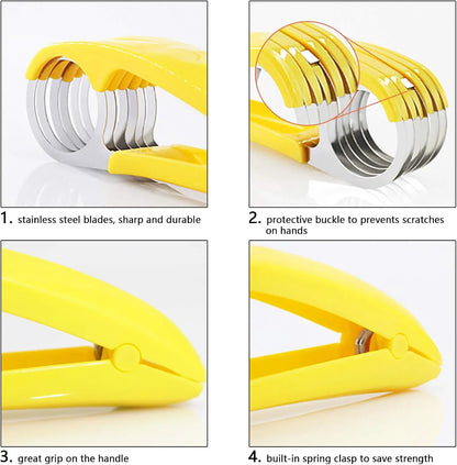 Banana Slicer, ABS + 304 Stainless Steel Fruit Salad Peeler Cutter Kitchen Tools For Banana, Hotdog, Strawberry, Cucumber