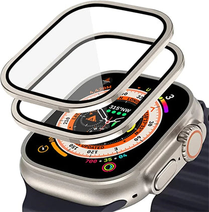 Aluminium Alloy Case+Tempered Glass for Apple Watch Ultra 3 49mm Anti-Scratch Screen Protector iWatch Ultra 2 3 49mm Cover Film