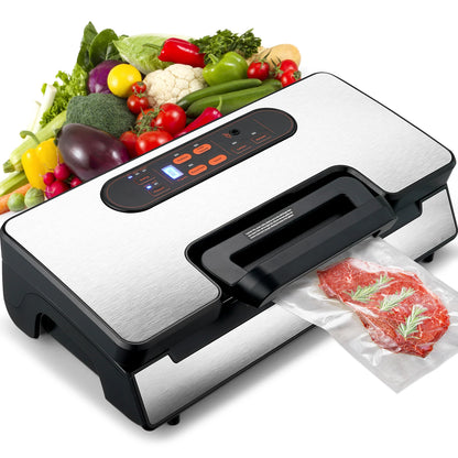 SucceBuy 90Kpa 130W Vacuum Sealer Food Packaging Machine with Free 10pcs Vacuum bags for Household Kitchen Vacuum Food Sealing