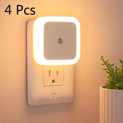 4pcs Night Lights, LED Night Light Lamp with Auto Dusk to Dawn Sensor, Nightlights for Hallway, Bedroom, Kitchen, Stairway