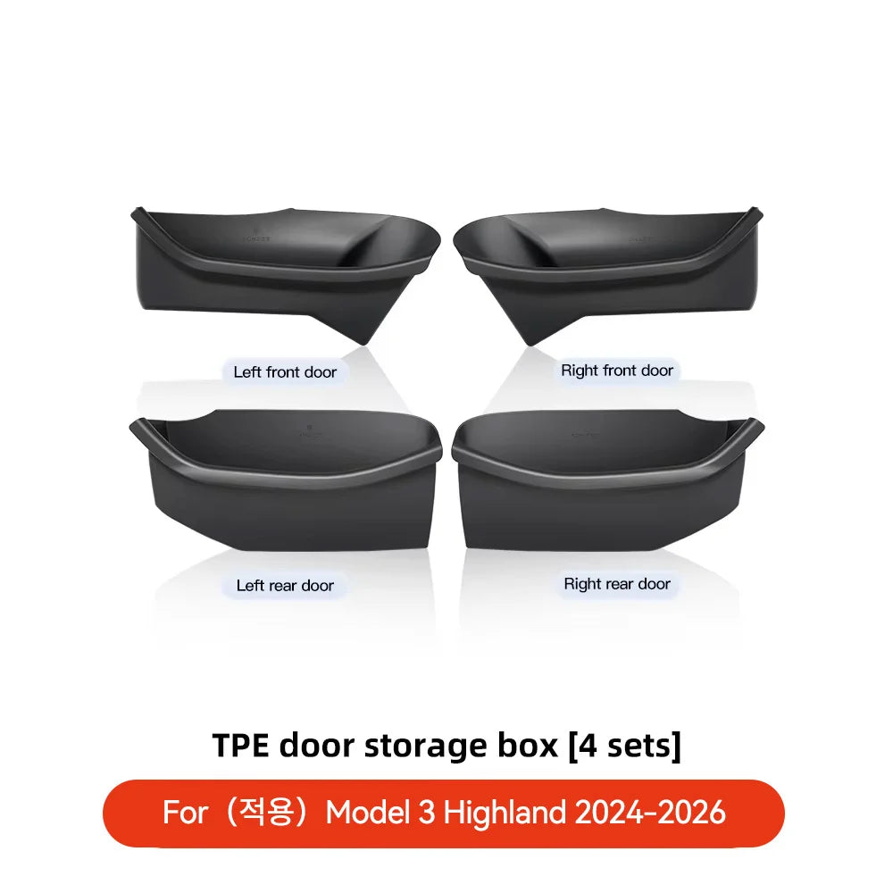 YZ For Tesla Model Y Juniper Model 3 Highland Door Side Storage Box Full-Cover Front and Rear Interior Storage Box Accessories