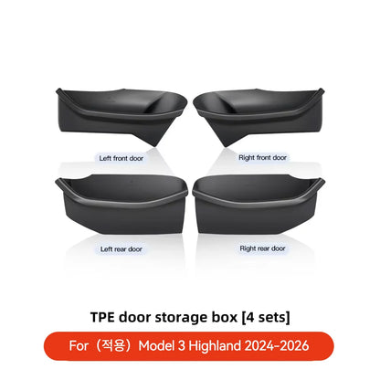 YZ For Tesla Model Y Juniper Model 3 Highland Door Side Storage Box Full-Cover Front and Rear Interior Storage Box Accessories