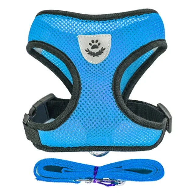 Adjustable Mesh Pet Harness with Leash, Polyester Vest Type Walking Strap for Small Medium Cats Dogs