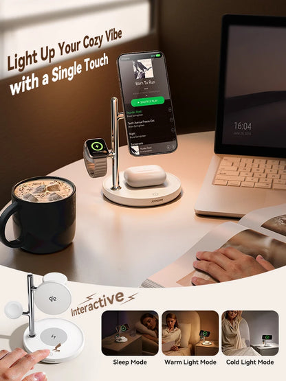 Joyroom Qi2 Magnetic Charging Station for Apple Fast Wireless Charger for iPhone 17 16 15 Pro Max for iWatch for AirPods JR-W23