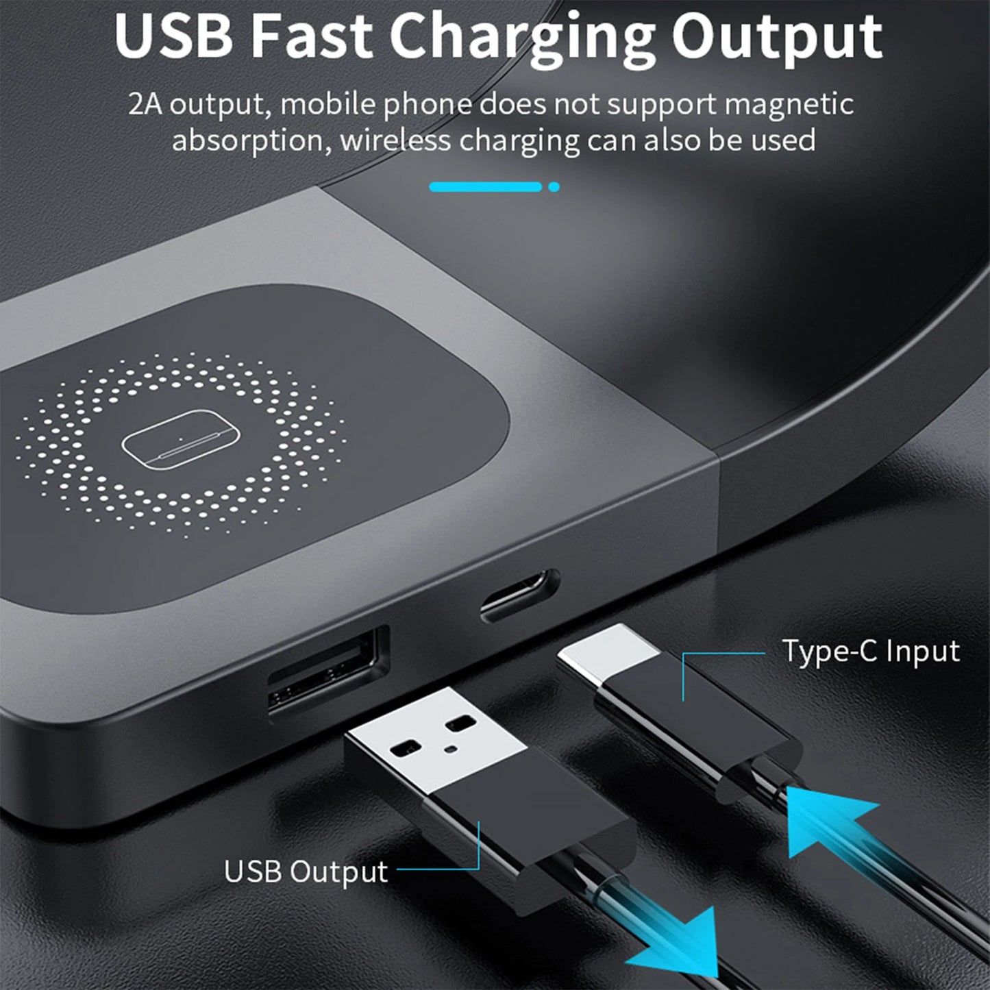 Wireless Charger Stand Metal Shell Magnetic 15W Fast Charging Station Stand for iPhone 12-17 Mobile Phones  Airpods Watch 4 in 1