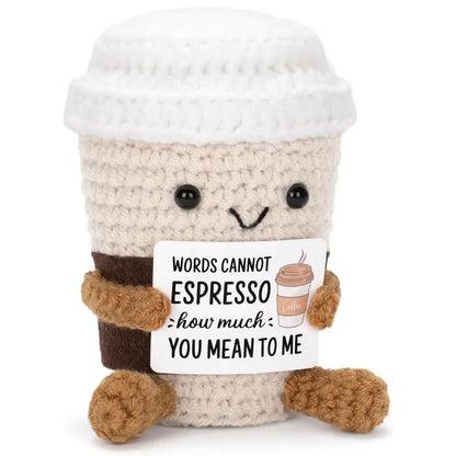 New Positive Energy Potato Hug Pocket Mini Handmade Plush Wool Knitting Doll with Card Funny Christams Gift Home Room Decoration