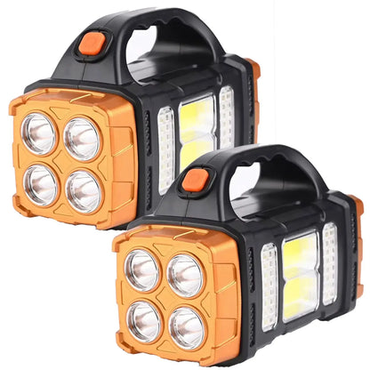 New Upgrade Rechargeable High Power Solar LED COB Flashlight With Power Bank Waterproof Multifunctional Hand Lamp For Outdoor