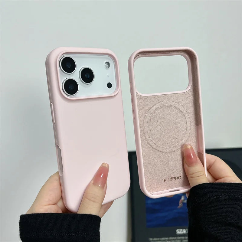 Magnetic Liquid Silicone Case for iPhone 17/17 Air/17 Pro/17 Pro Max For Magsafe Big Camera Hole Cover Shockproof Protective