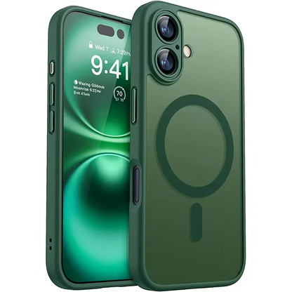 For Magsafe Luxury Armor Shockproof Case For iPhone 16 15 14 13 Pro Max Plus Magnetic Wireless Charge Cover Matte Translucent PC
