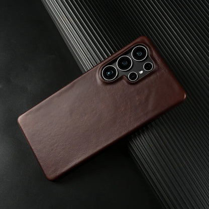 Natural Cowhide Genuine Leather Case For Samsung Galaxy S25 Ultra S26 S24 S23 S22 S21 Business Protective Back Cover Phone Cases