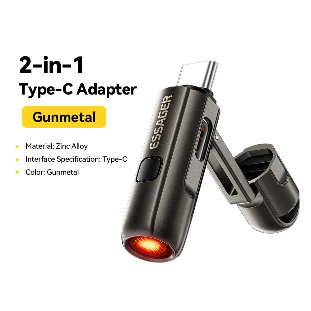 Essager 2-in-1 Type-C Portable Mini Cigarette Lighter with Air Blowing Function Outdoor Safety USB-C Adapter