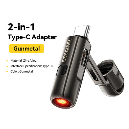 Essager 2-in-1 Type-C Portable Mini Cigarette Lighter with Air Blowing Function Outdoor Safety USB-C Adapter