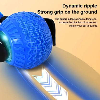 Cat Toy for Indoor Cats, Automatic Rolling Ball with LED Light & Realistic Tail, Self-Playing Motion Activated Cat Toys for Bore