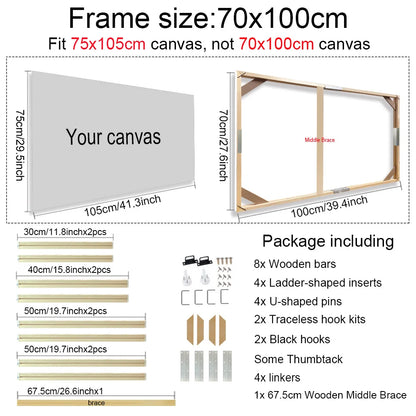 Various Sizes Canvas Frame Wooden Frames Natural Wooden Photo Oil Painting Canvas Diamond Painting Frames Canvas Wood Wall Frame