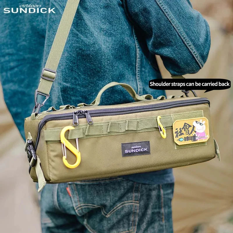 1pc 3-color Outdoor Camping Gear Storage Bag Polyester Fibre Nylon Bag Waterproof Abrasion-Resistant Shoulder Strap Included