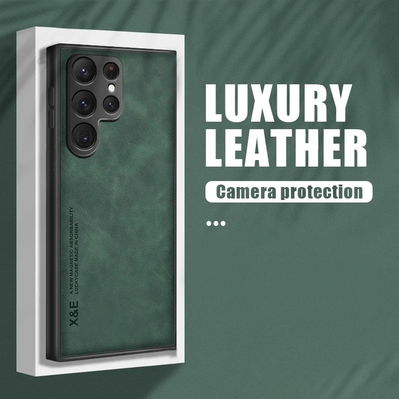 Sheepskin Magnetic Case For Samsung S26 S25 S24 Ultra S22 Plus S21 FE Cases For Samsung S23 Ultra Note 20 10 Leather Phone Cover