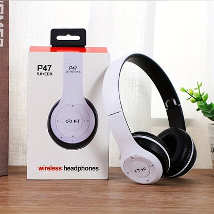 P47 Bluetooth 50 Wireless Headphone Foldable HIFI Stereo Bass Earphone Kid Helmet Gift With Mic USB Adaptor For iPhone Game