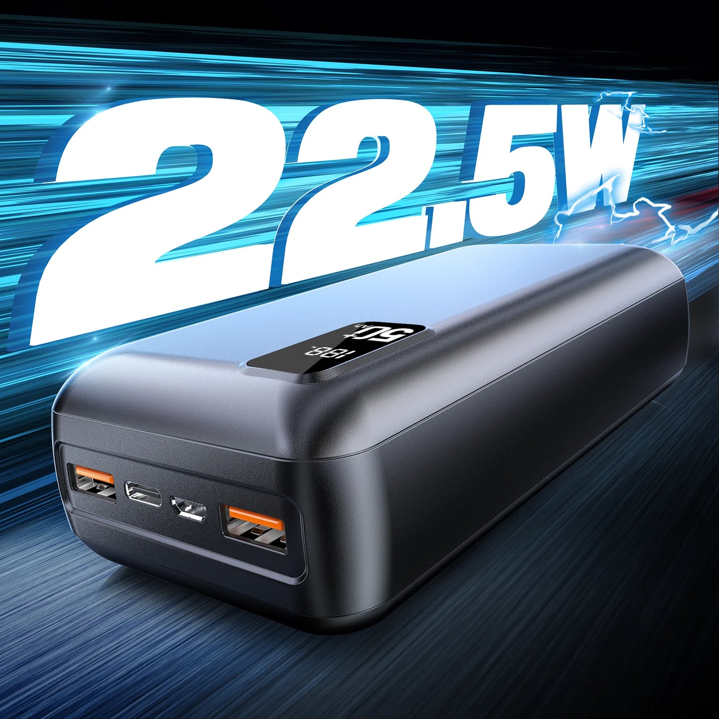 hganus 22.5W Power Bank 50000mAh QC PD3.0 Fast Charging Powerbank Portable Charger External Battery For iPad iPhone17 Xiaomi