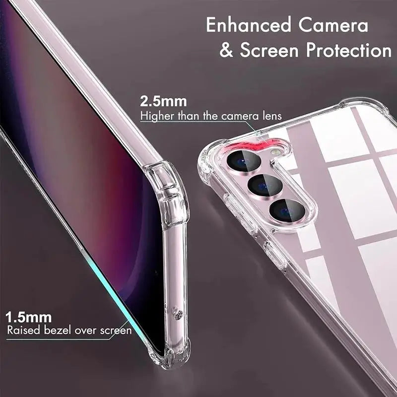 Shockproof Soft Clear TPU Case For Samsung Galaxy S25 S24 S23 S21 FE S22 Plus Ultra Cover For Samsung A13 A26 A56 A36 A54 A53