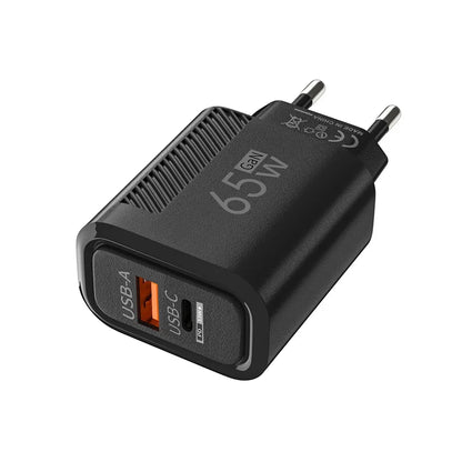 Toatal 65W GAN USB C Charger Fast High Speed Charging Quick Charge For iPhone 15 Xiaomi Samsung USB C Mobile Phone Wall Adapter