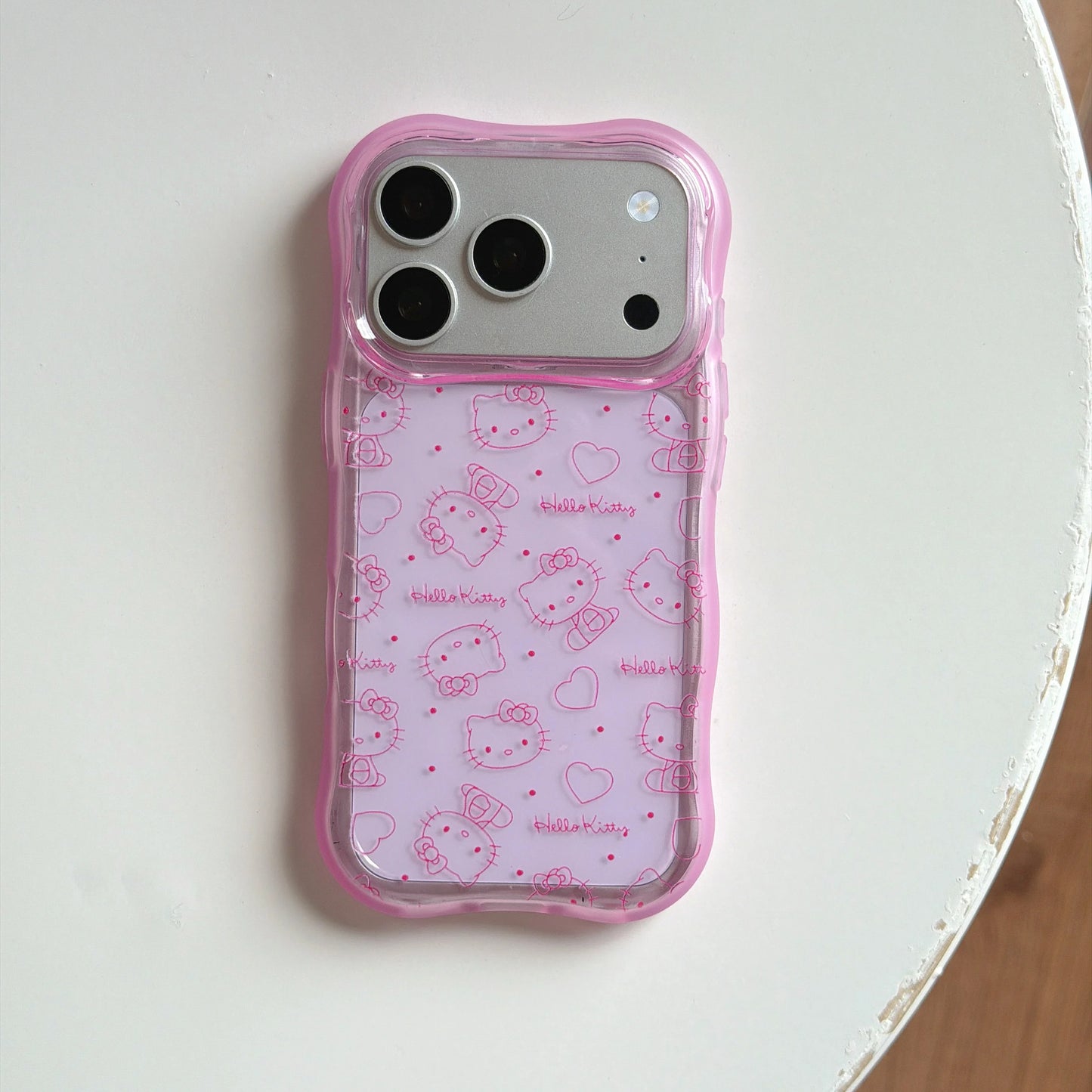 Cute Wave Full Screen Line Hello Kitty Case For iphone 17 16 15 Pro Max Cartoon Sanrio Shockproof Protective Acrylic Phone Cover