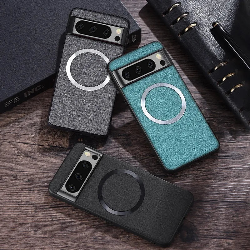 for Magsafe Fabric Cloth Case for Google Pixel 9 8 7 6 10 Pro XL 7A 8A 6A Magnetic Wireless Charging Slim Cover for Pixel 9Pro