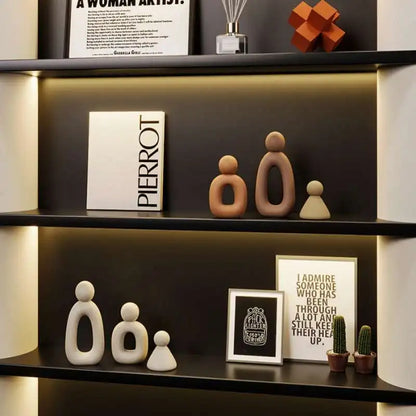 Simple Family Statue Modern Style Home Decor Hollow Sculpture Nordic Living Room Ornaments Bedroom Decoration Figurines Gift